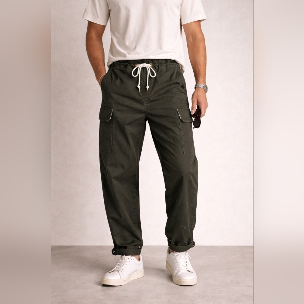Moussy Green Cargo Pants with Drawstring